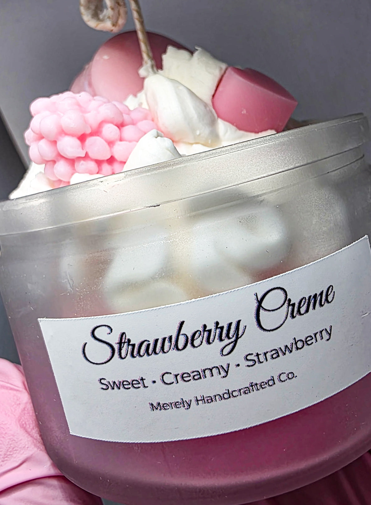 Mini Strawberry Creme Dessert Candle | Sweet Bakery Scent | 4oz