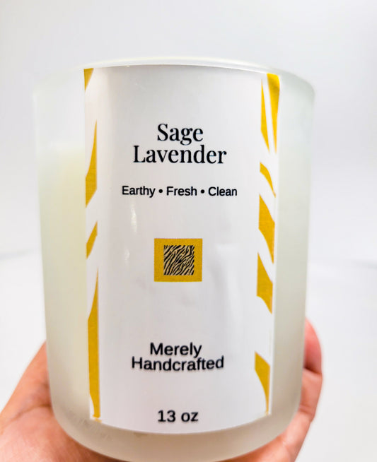 Sage Lavender Candle – Calming Herbal Coconut Soy Candle